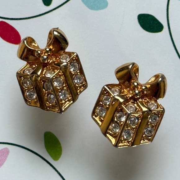 Avon Jewelry - VINTAGE AVON Earrings SPARKLING PACKAGE Mini Clear Rhinestones Gold Posts 1992